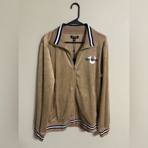 True Religion Tour Jacket Men's Size Medium Track Velour Travertine Full Zip New